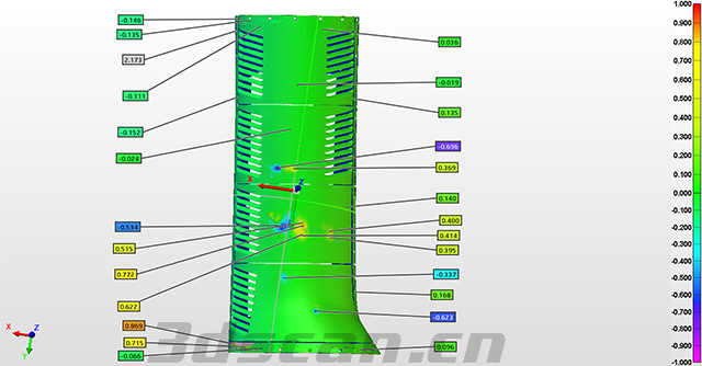 Comparative inspection diagram of aircraft exhaust